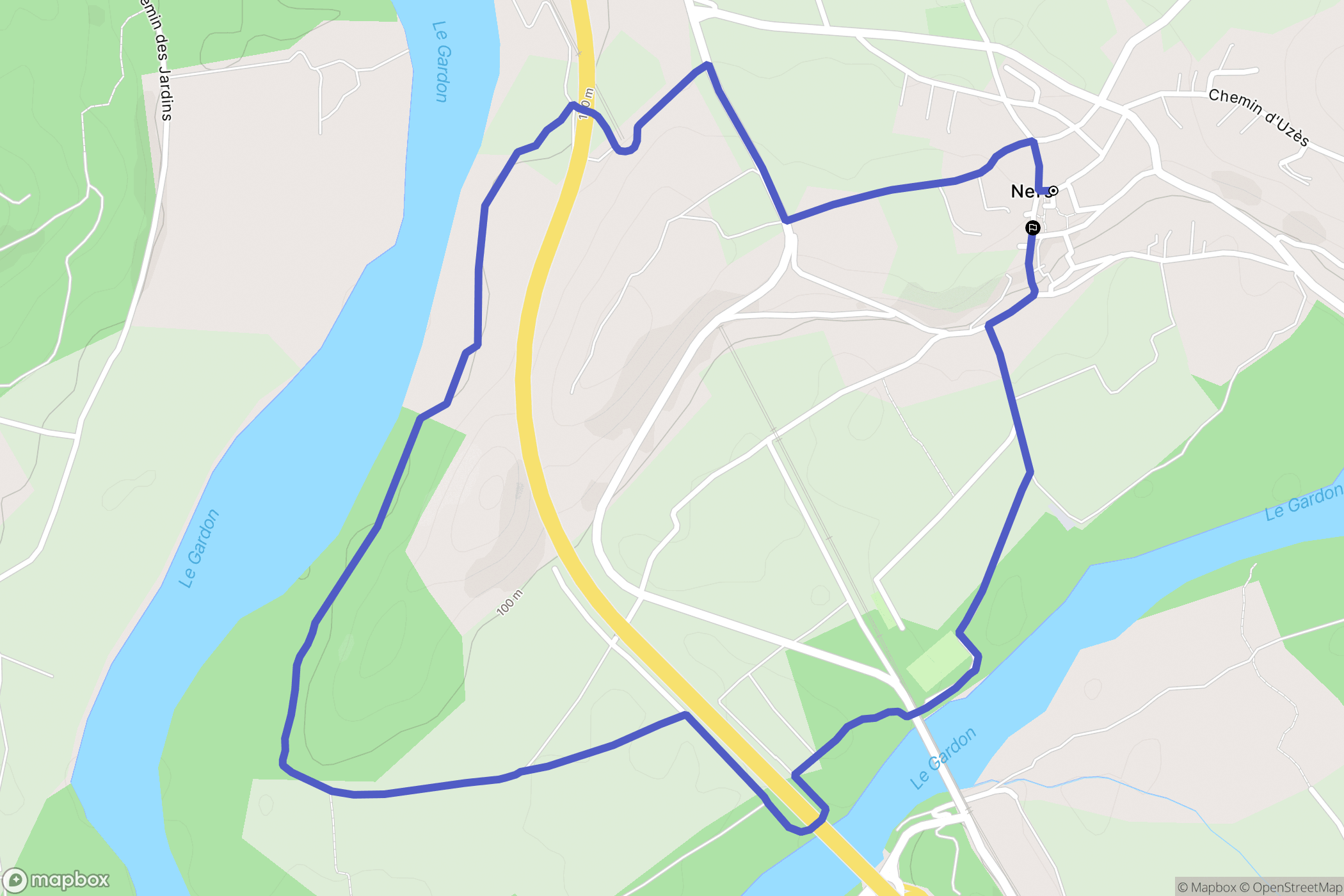 Ners : carte du parcours de randonnée - France