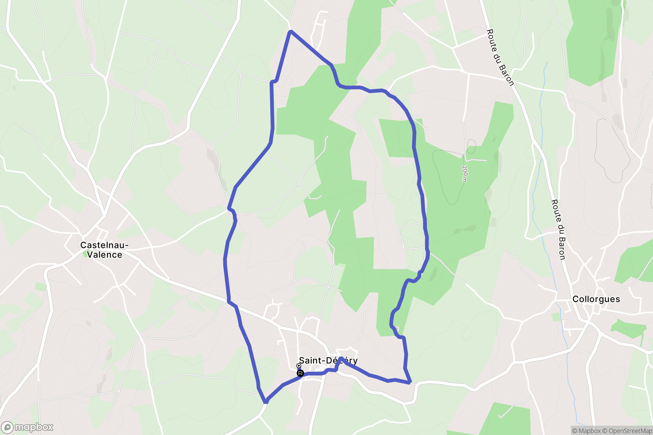 Saint-Dézéry : carte du parcours de randonnée - France