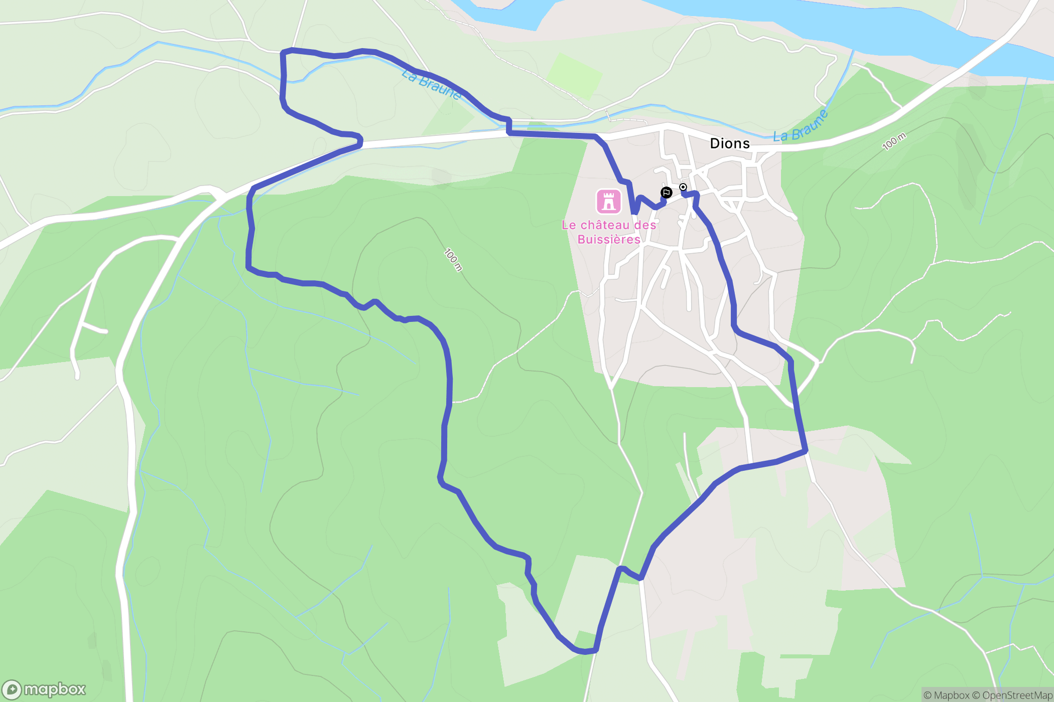 Dions : carte du parcours de randonnée - France