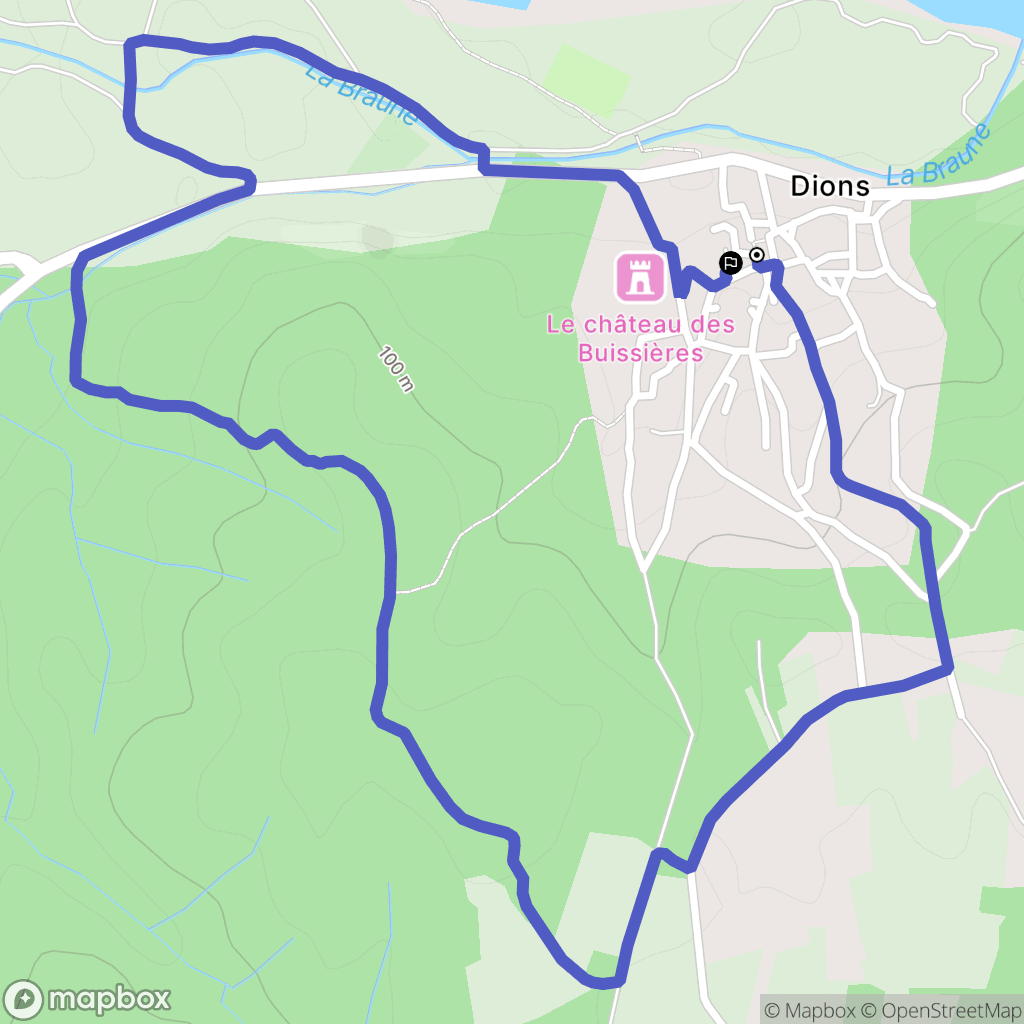 Dions : carte du parcours de randonnée - France