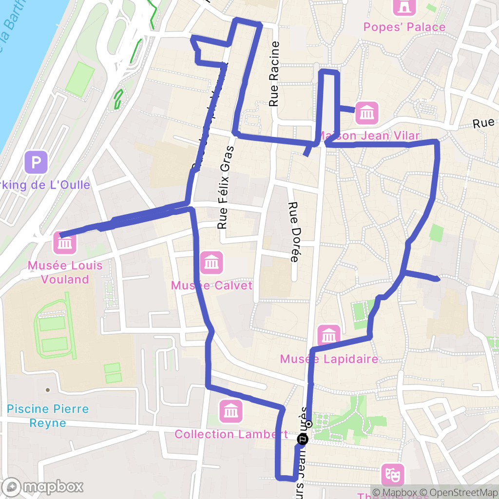 Avignon : carte du parcours de randonnée - France