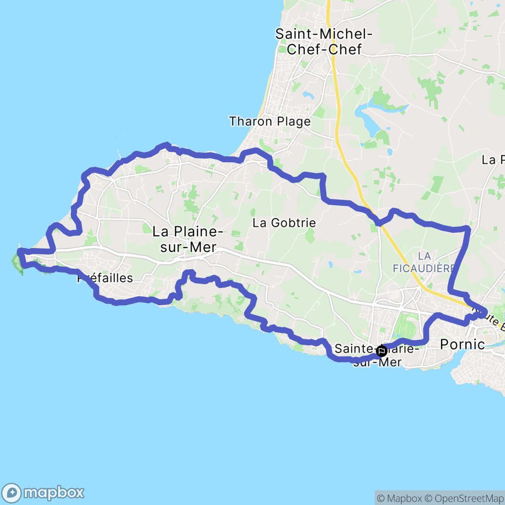 Pornic : carte du parcours de randonnée - France