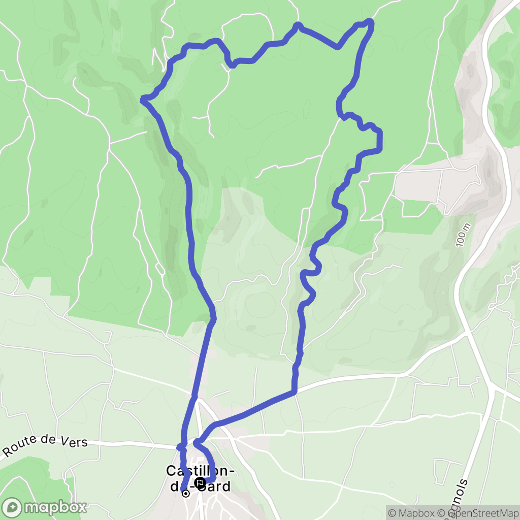 Castillon-du-Gard : carte du parcours de randonnée - France