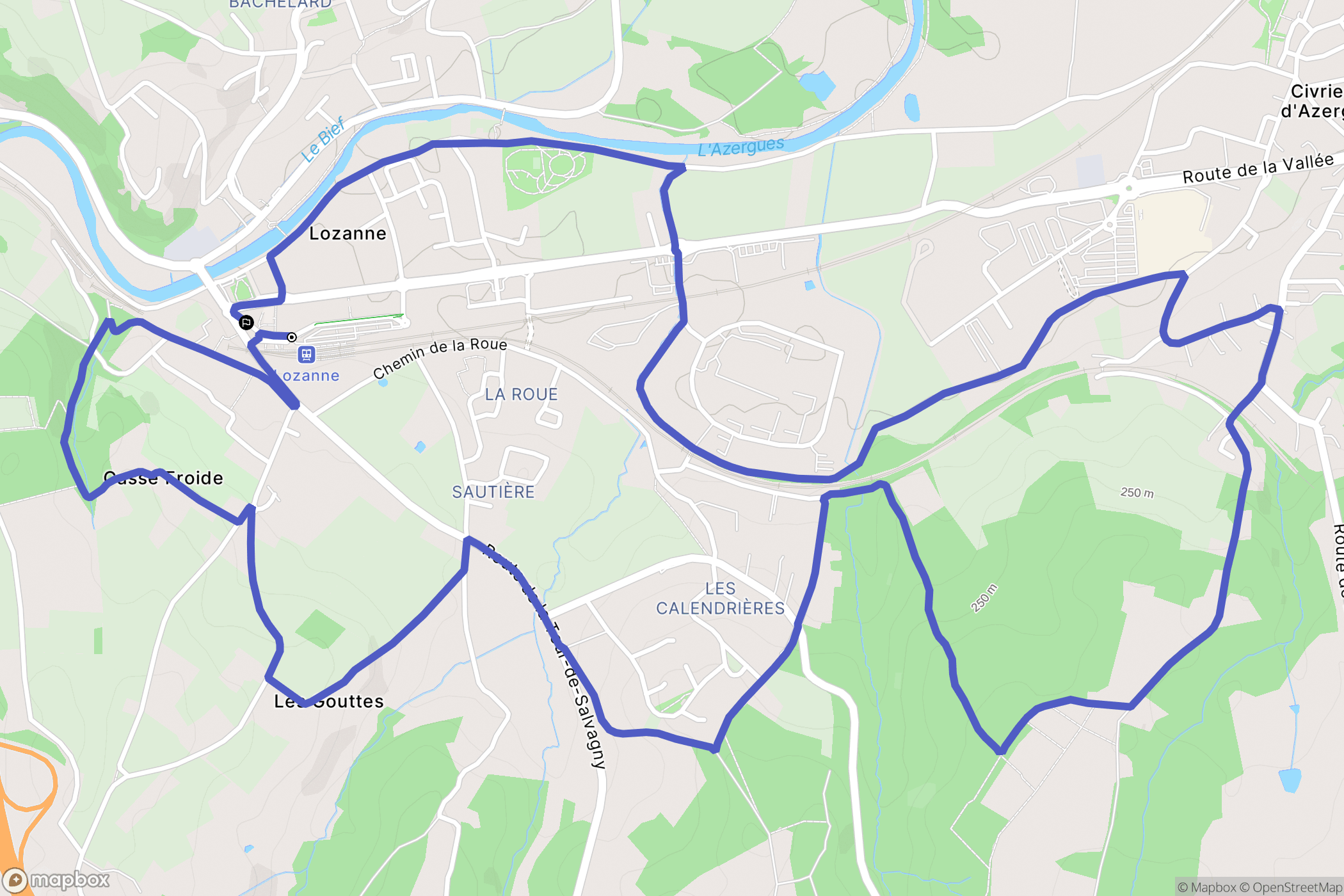 Lozanne : carte du parcours de randonnée - France