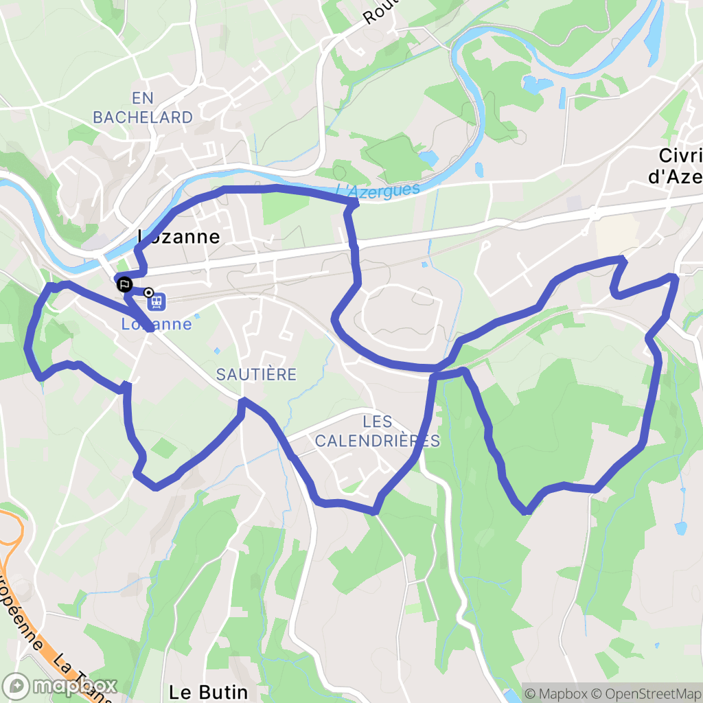 Lozanne : carte du parcours de randonnée - France