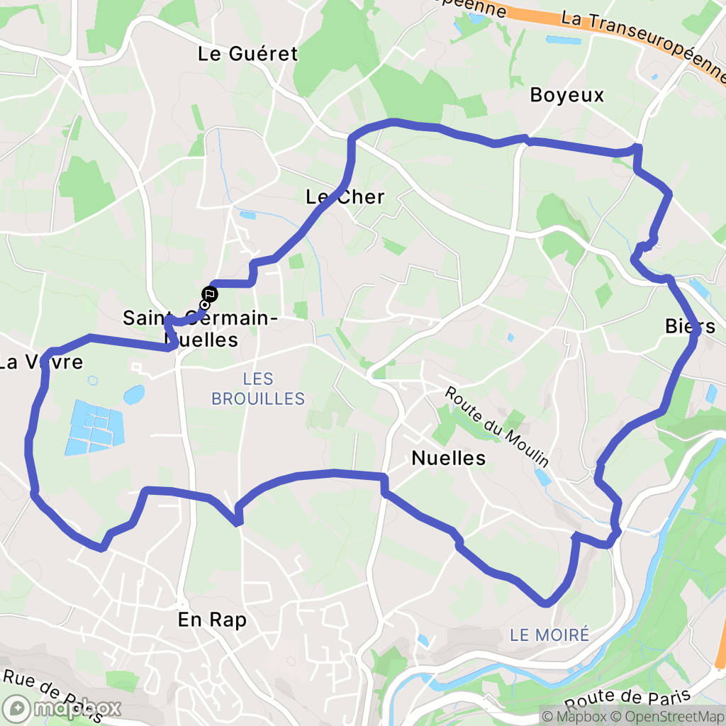 Saint-Germain-Nuelles (Saint-Germain-sur-l'Arbresle) : carte du parcours de randonnée - France