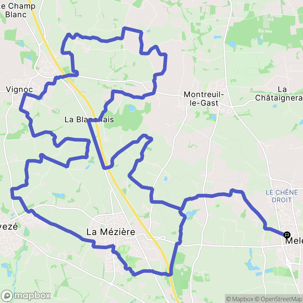 Melesse : carte du parcours de randonnée - France