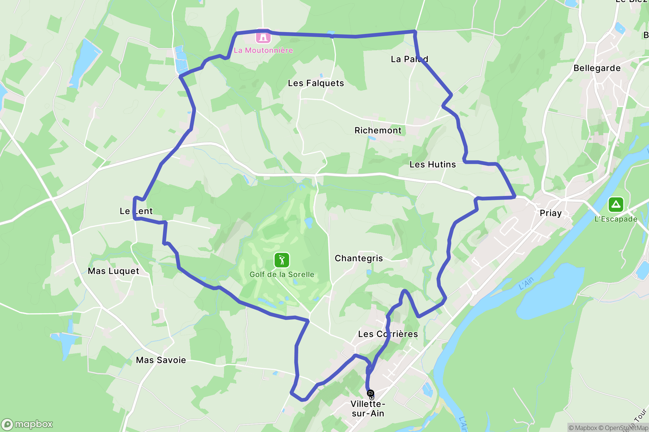 Villette-sur-Ain : carte du parcours de randonnée - France