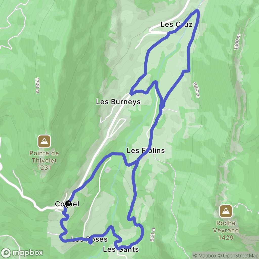 Corbel : carte du parcours de randonnée - France