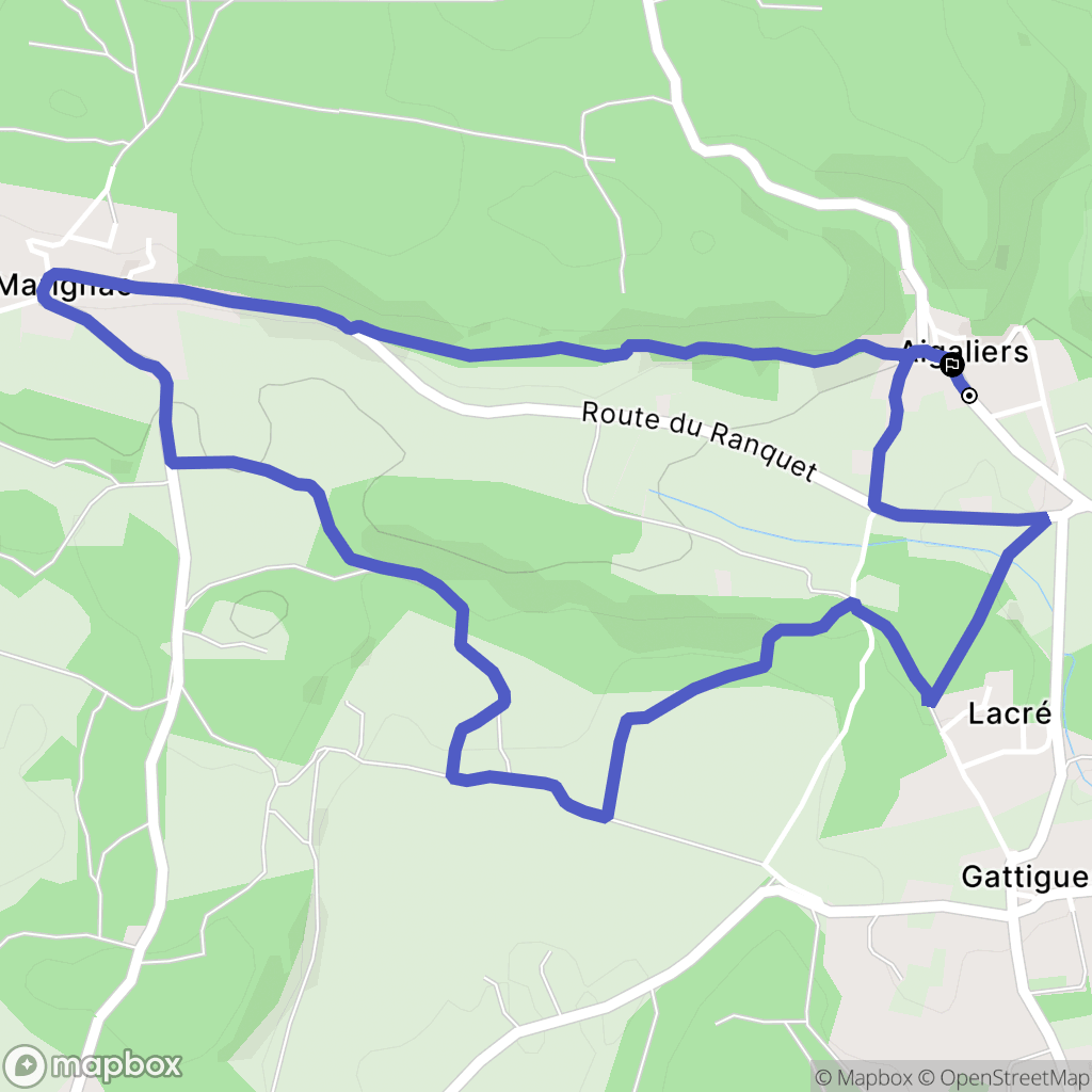 Aigaliers : carte du parcours de randonnée - France
