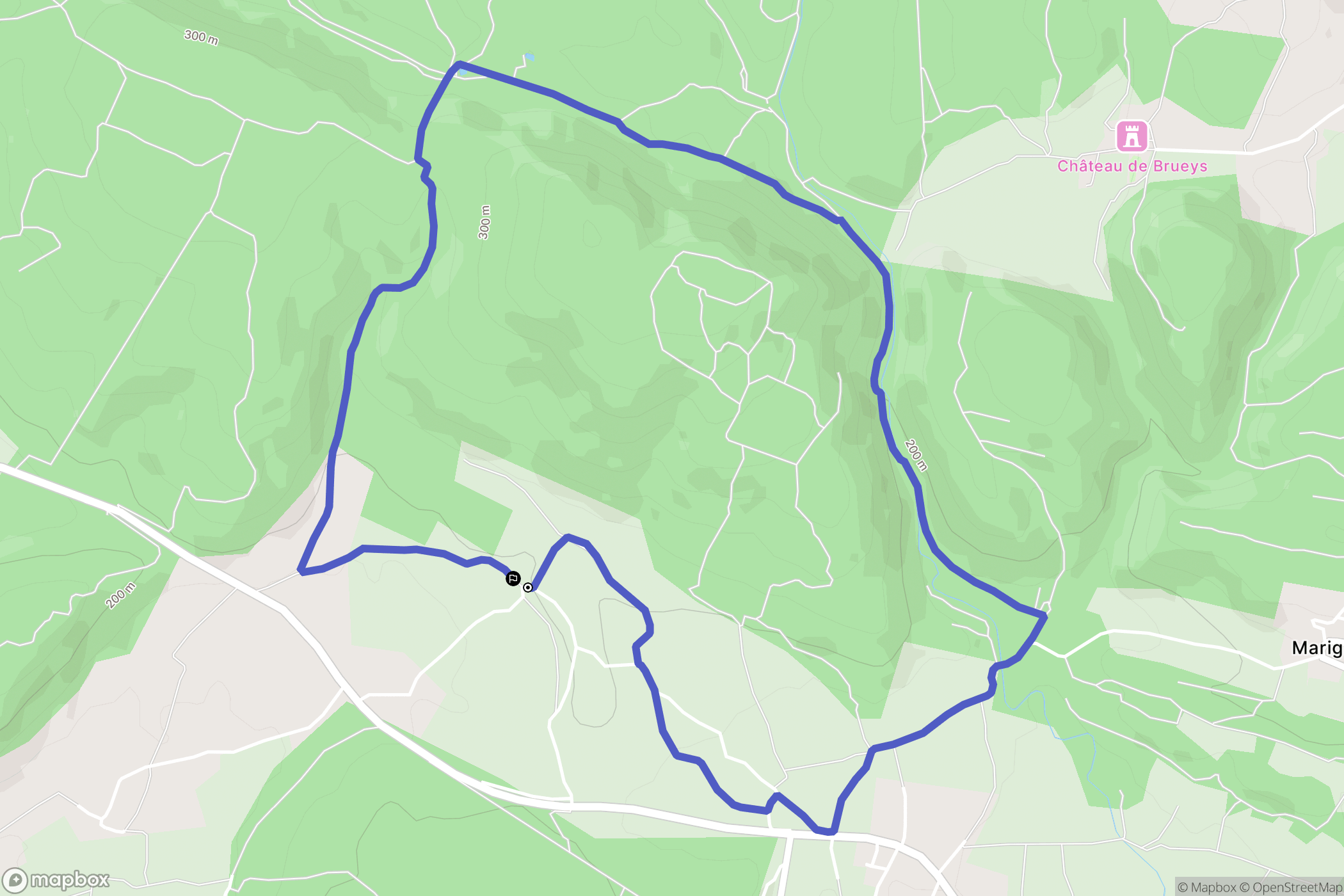 Baron : carte du parcours de randonnée - France