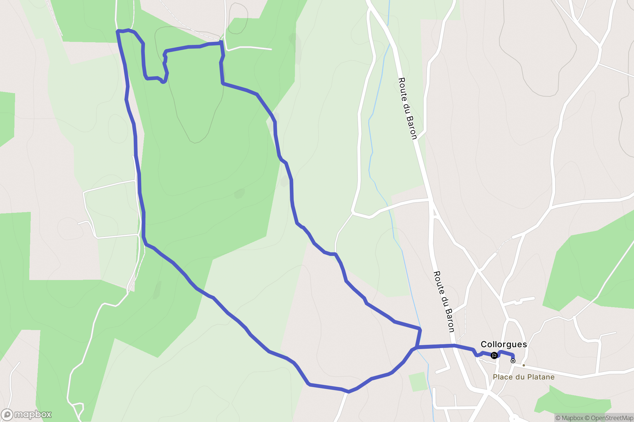 Collorgues : carte du parcours de randonnée - France