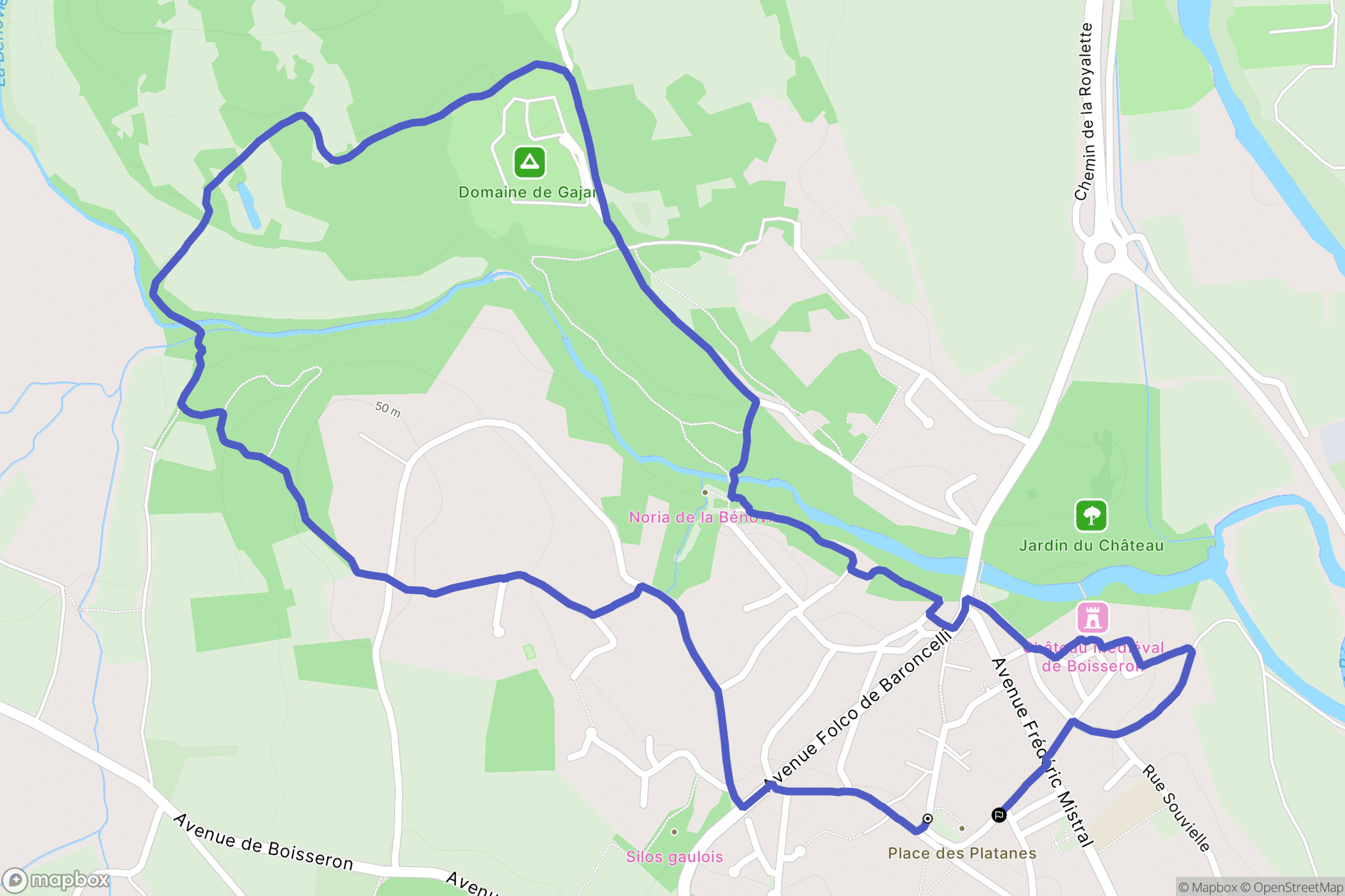 Boisseron : carte du parcours de randonnée - France