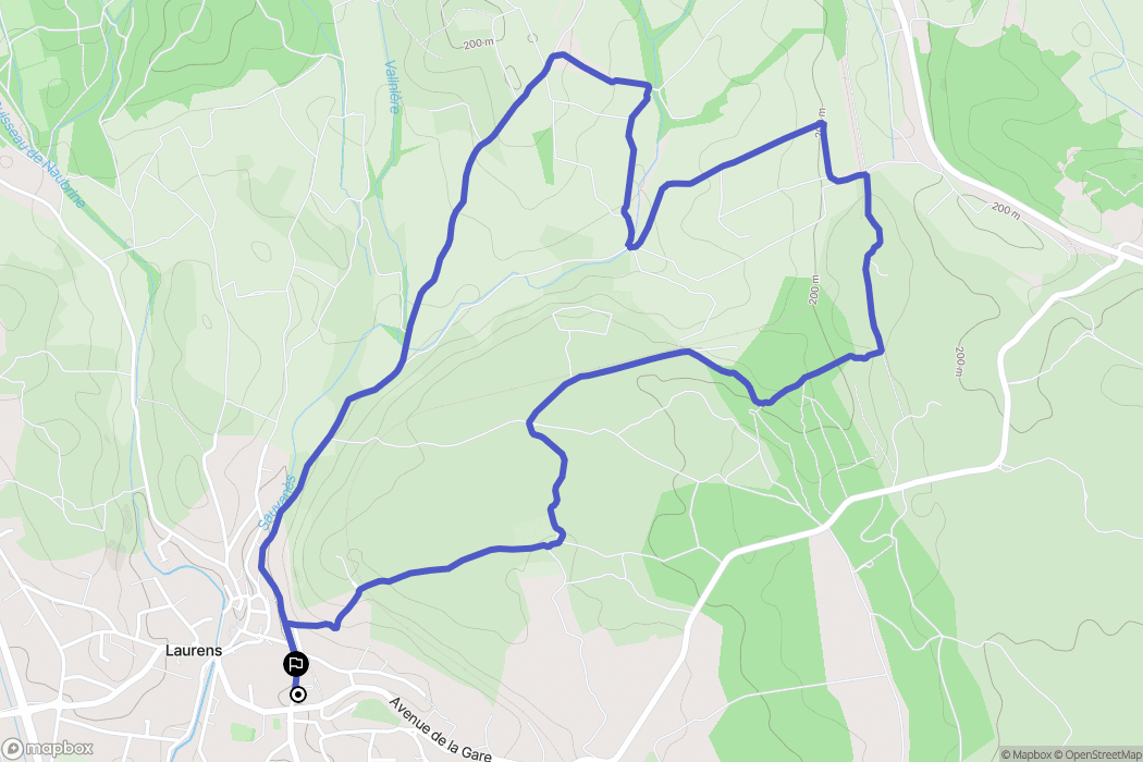 Laurens : carte du parcours de randonnée - France