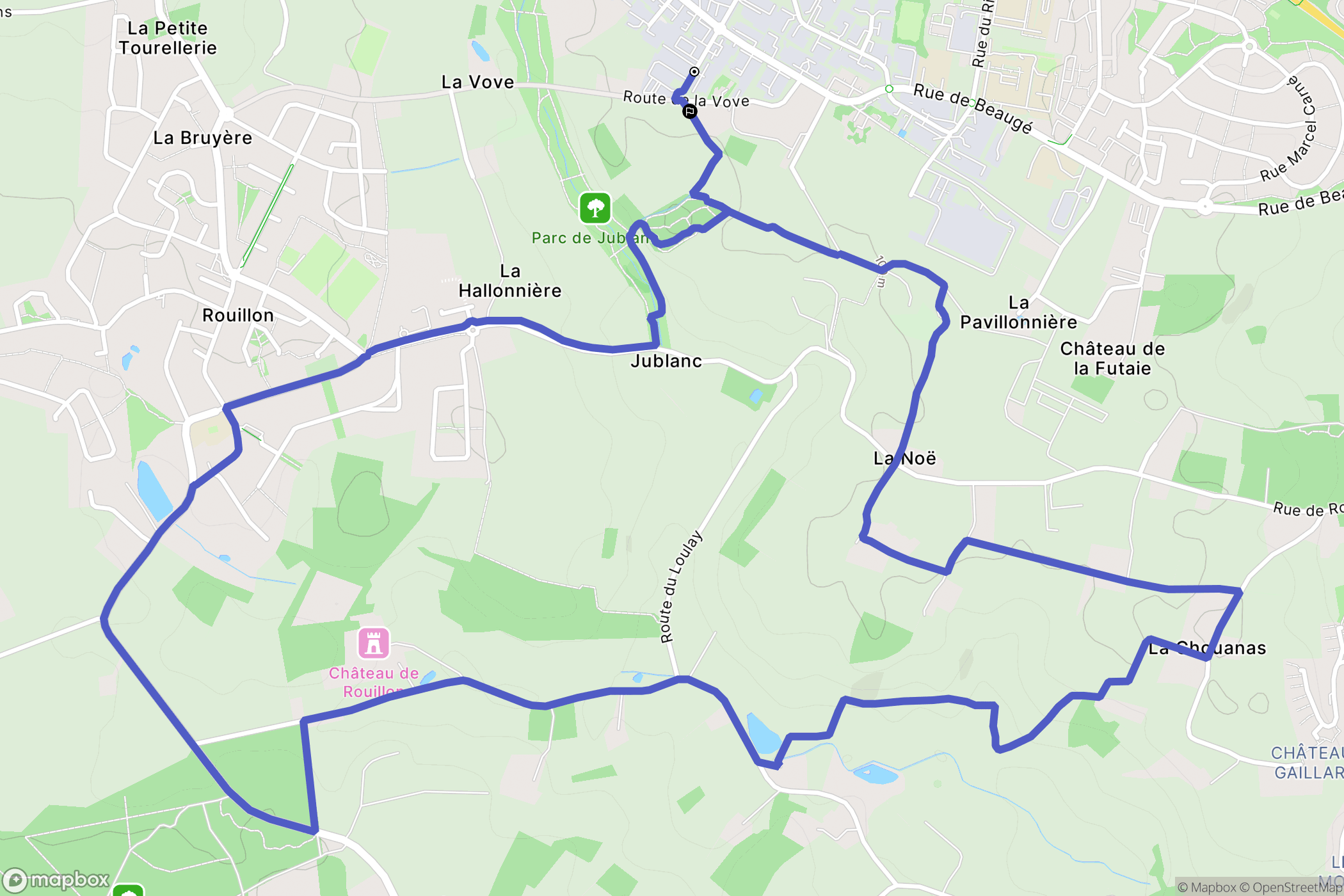 Rouillon : carte du parcours de randonnée - France