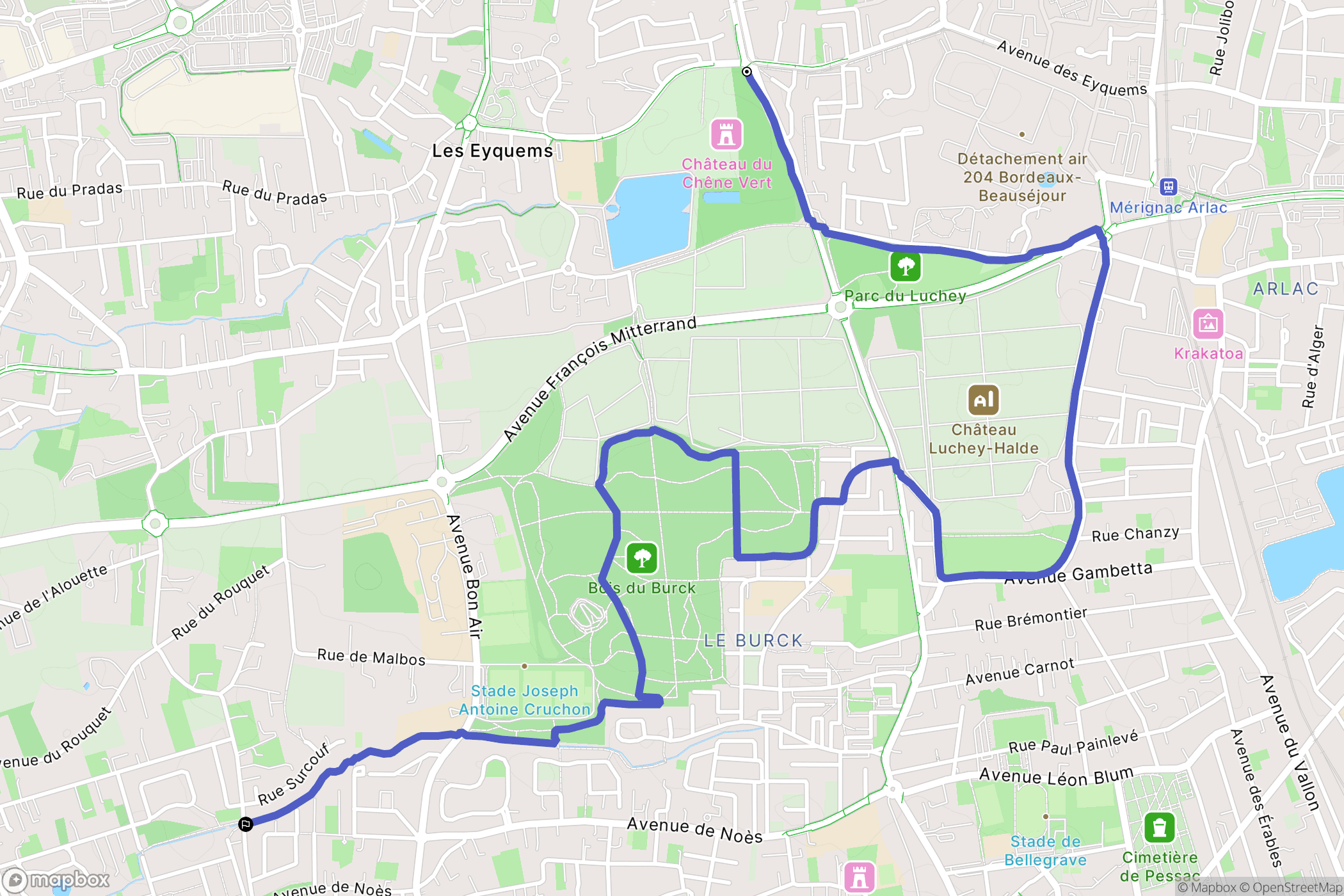 Mérignac : carte du parcours de randonnée - France