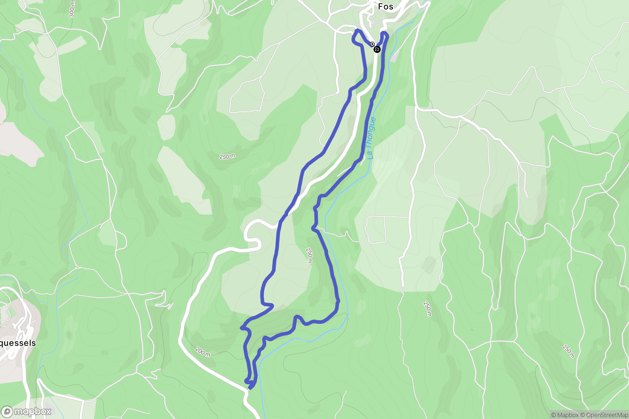 Fos : carte du parcours de randonnée - France