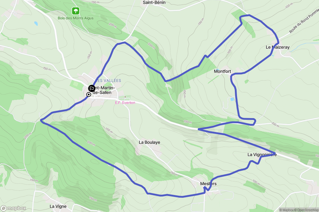 Le Hom : carte du parcours de randonnée - France