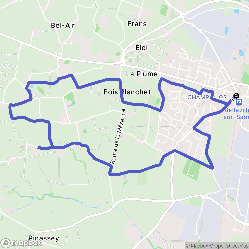 Belleville-en-Beaujolais : carte du parcours de randonnée - France