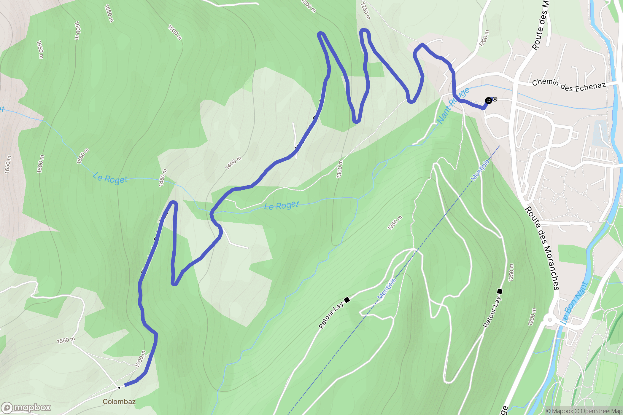 Les Contamines-Montjoie : carte du parcours de randonnée - France