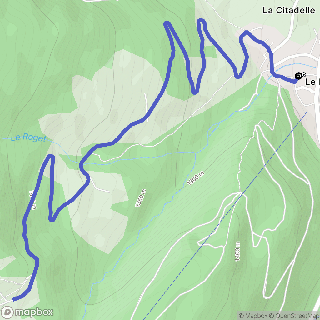 Les Contamines-Montjoie : carte du parcours de randonnée - France