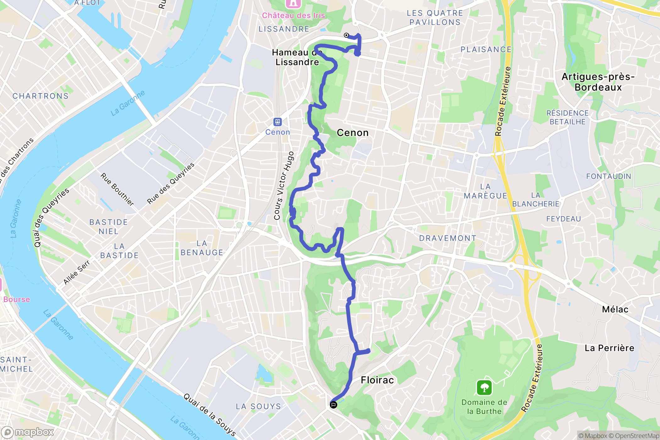 Lormont : carte du parcours de randonnée - France