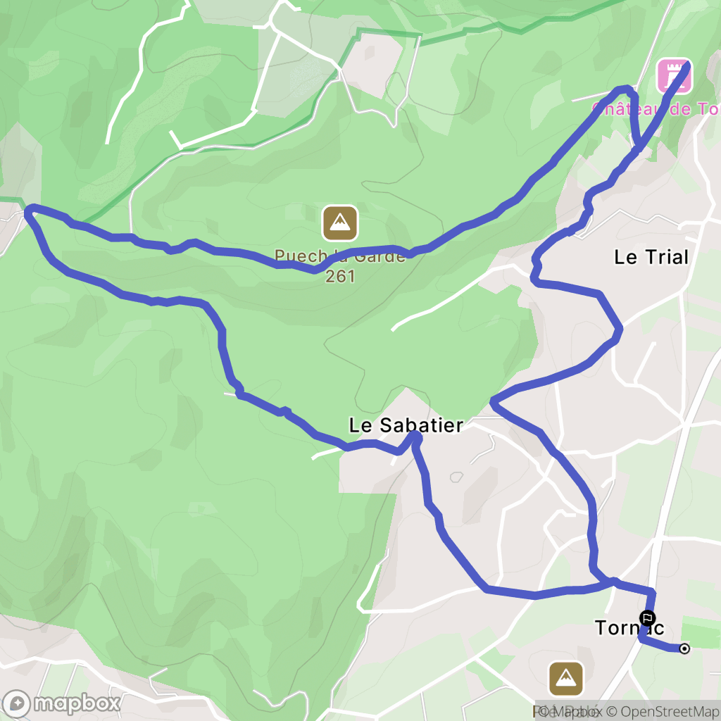 Tornac : carte du parcours de randonnée - France