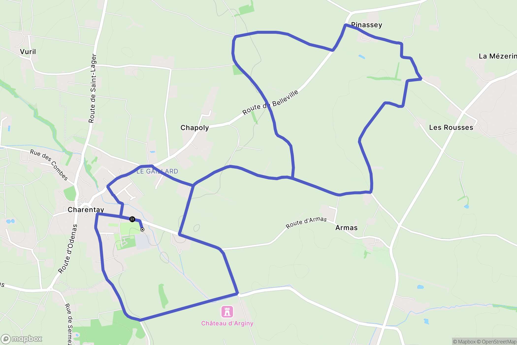 Charentay : carte du parcours de randonnée - France