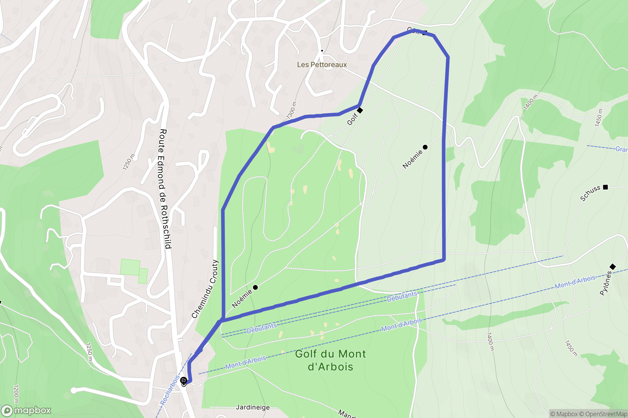 Megève : carte du parcours de randonnée - France
