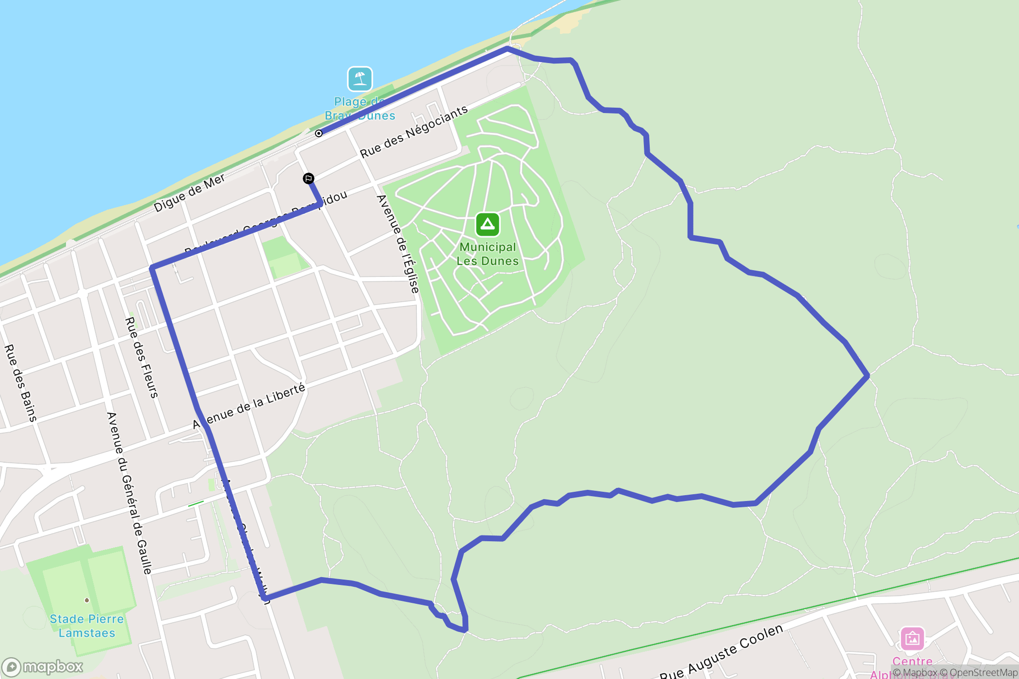 Bray-Dunes : carte du parcours de randonnée - France