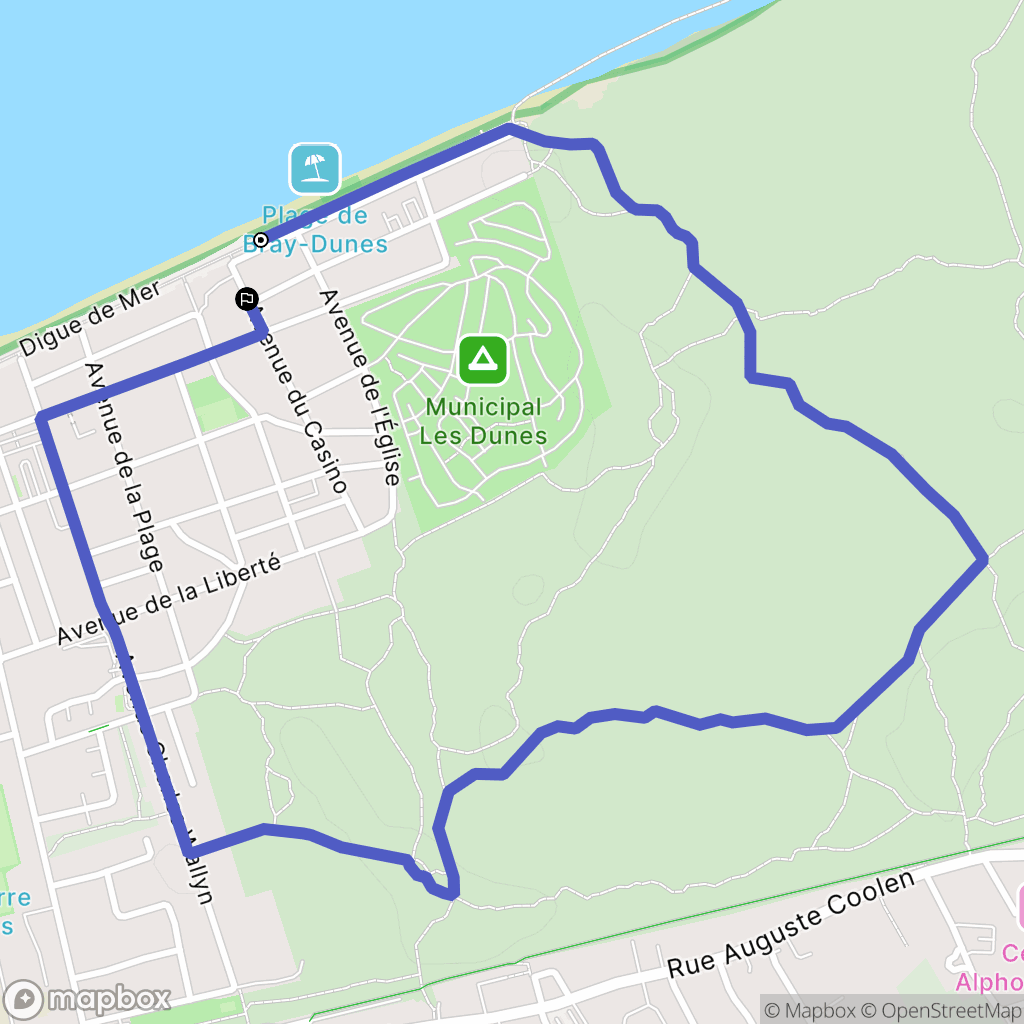 Bray-Dunes : carte du parcours de randonnée - France