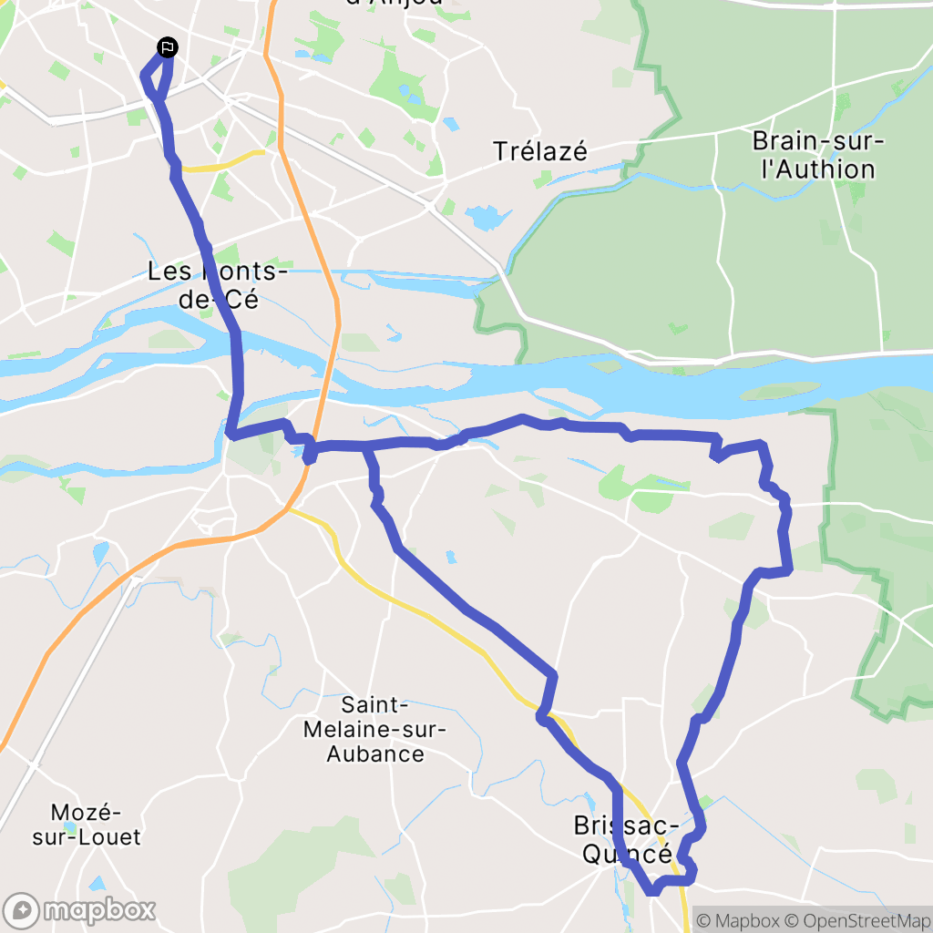 Angers : carte du parcours de randonnée - France