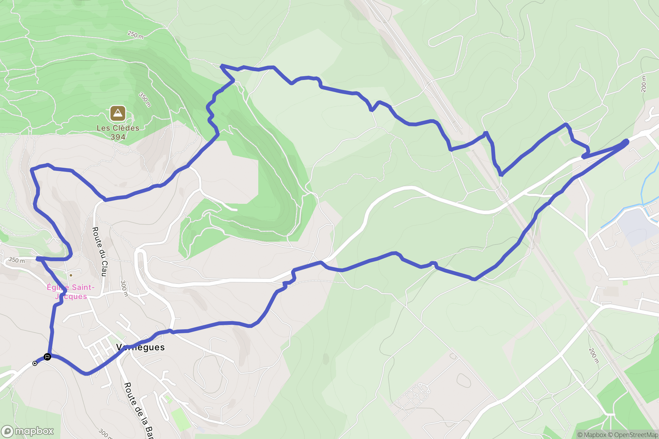 Vernègues : carte du parcours de randonnée - France