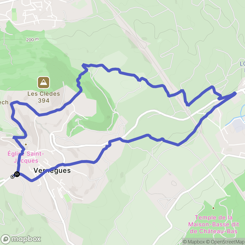 Vernègues : carte du parcours de randonnée - France