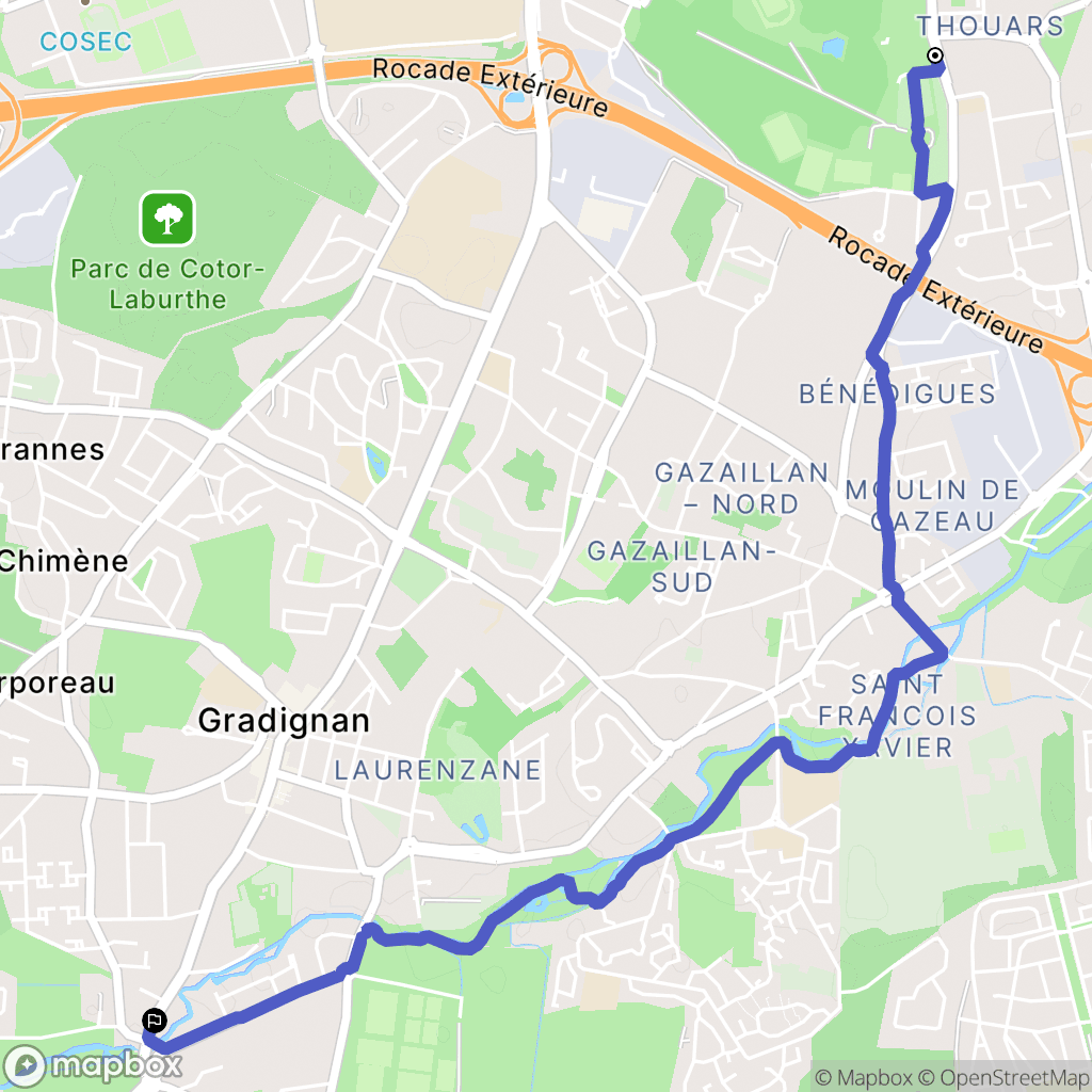 Talence : carte du parcours de randonnée - France