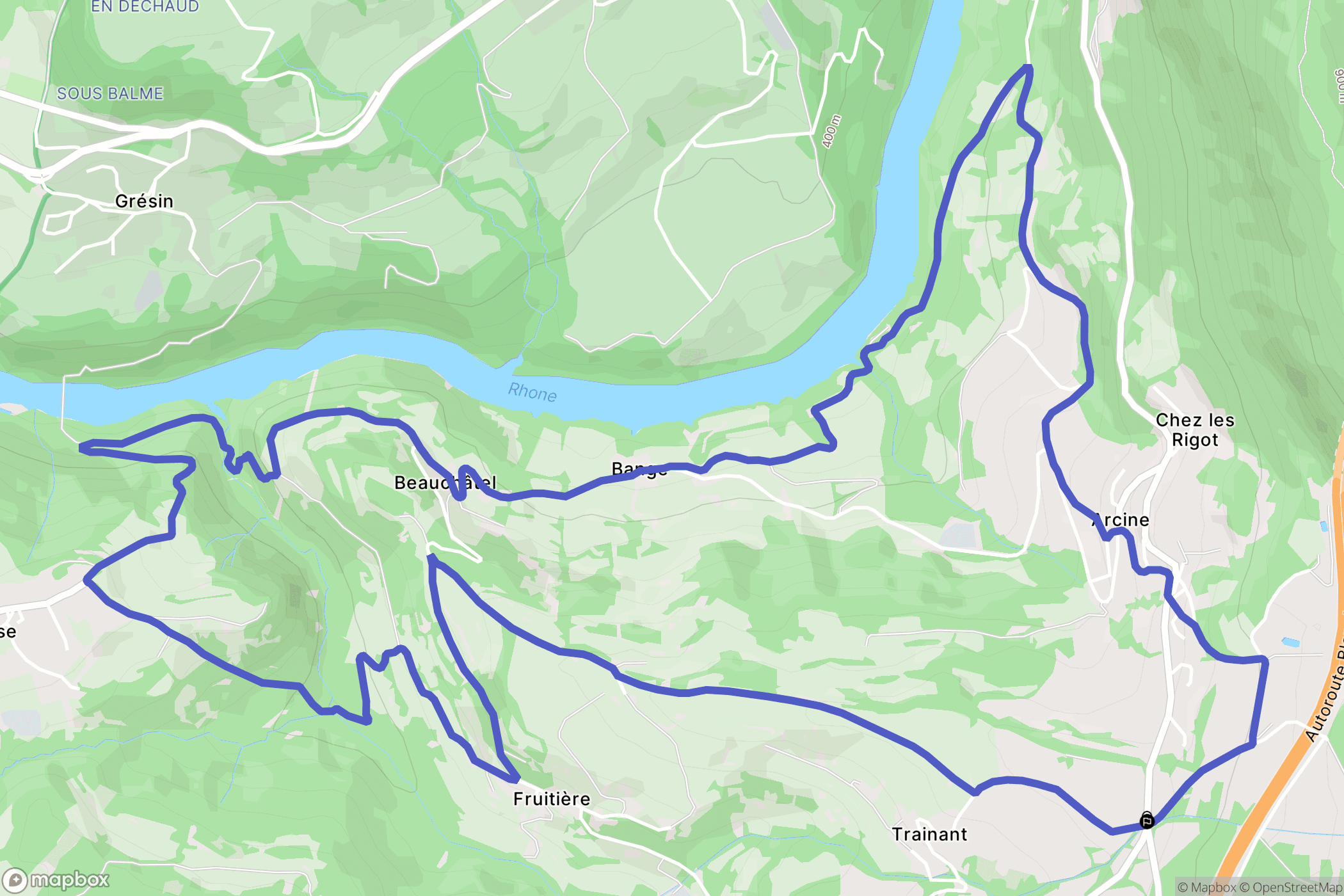 Clarafond-Arcine : carte du parcours de randonnée - France
