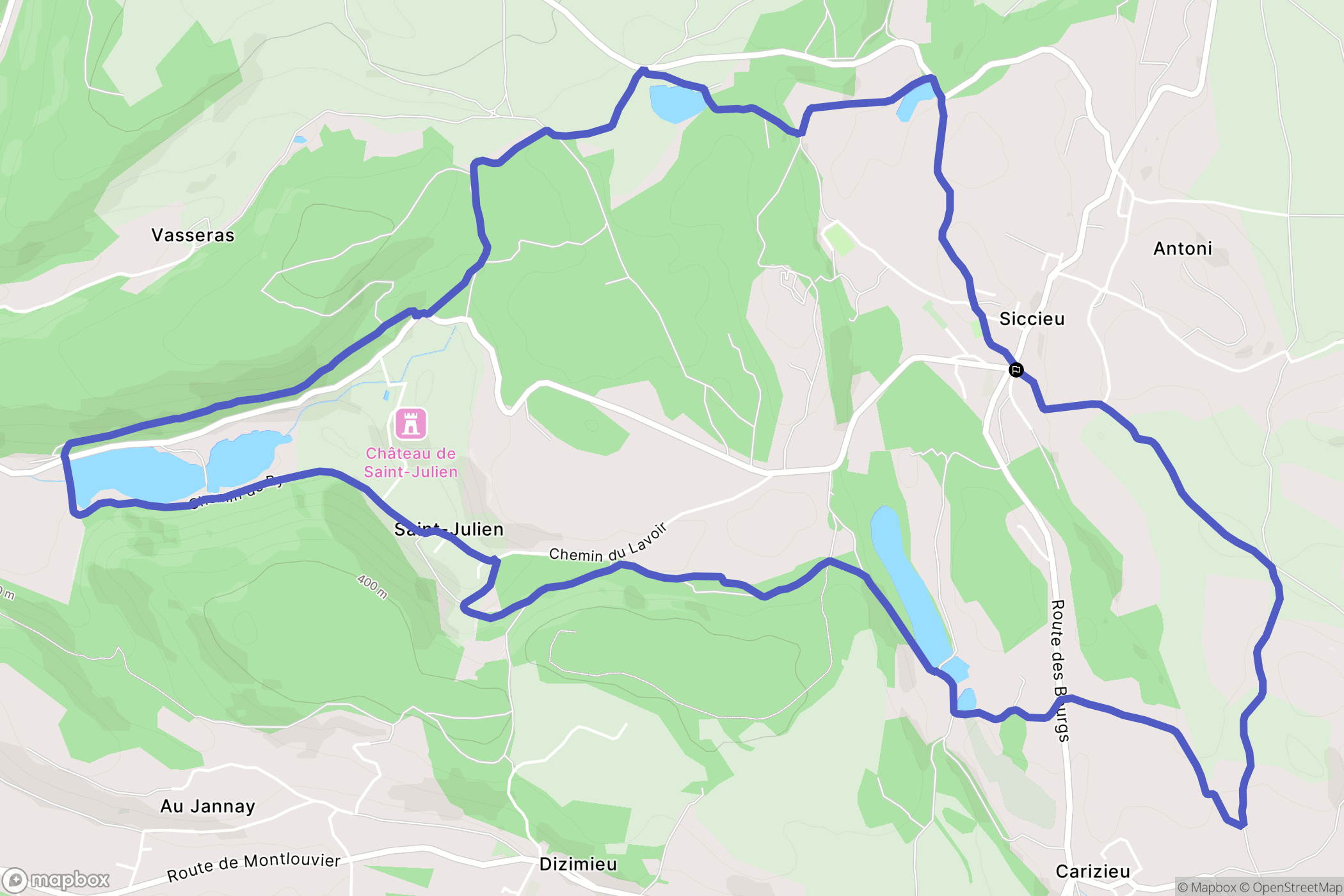 Siccieu-Saint-Julien-et-Carisieu : carte du parcours de randonnée - France