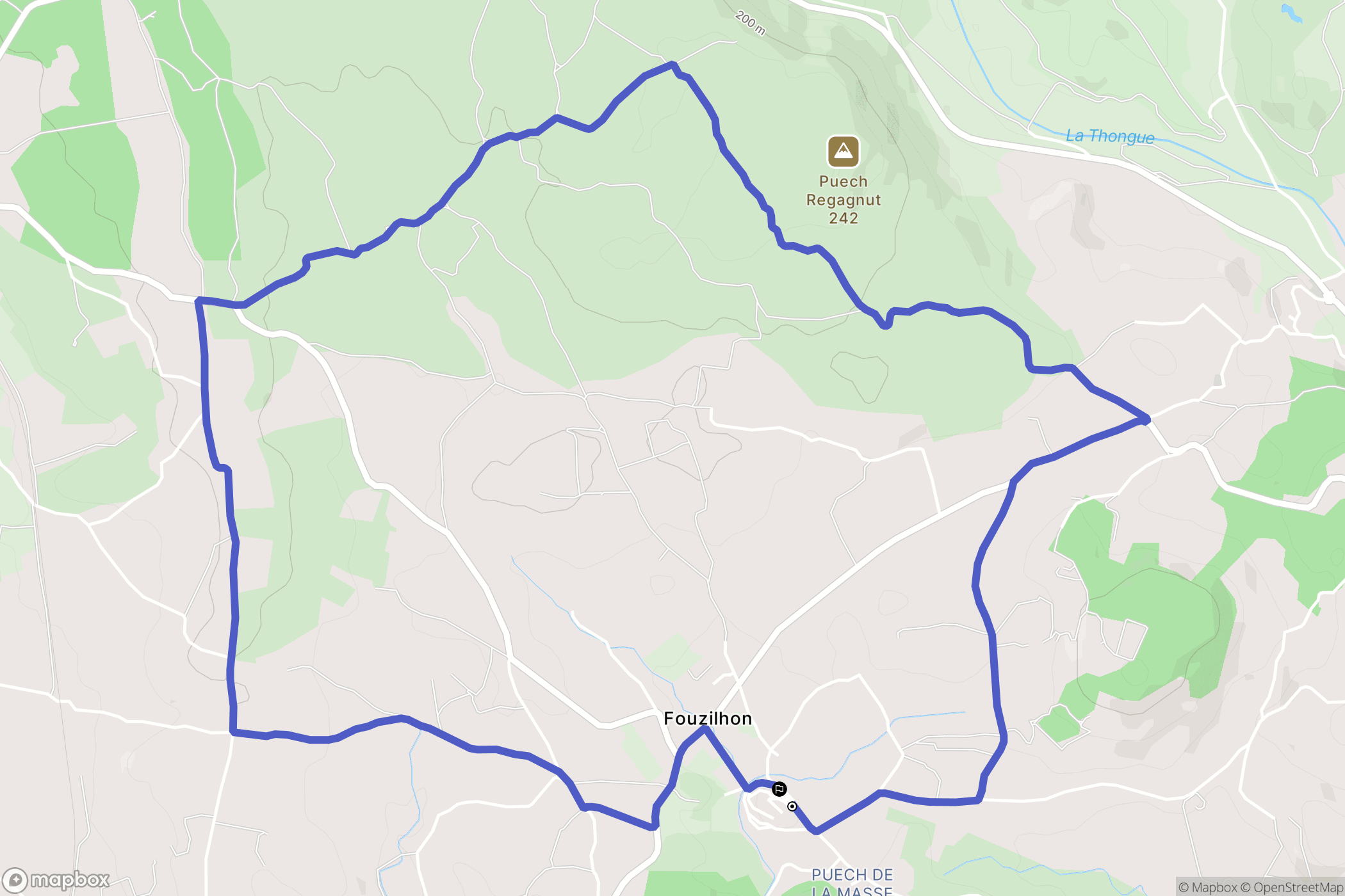 Fouzilhon : carte du parcours de randonnée - France