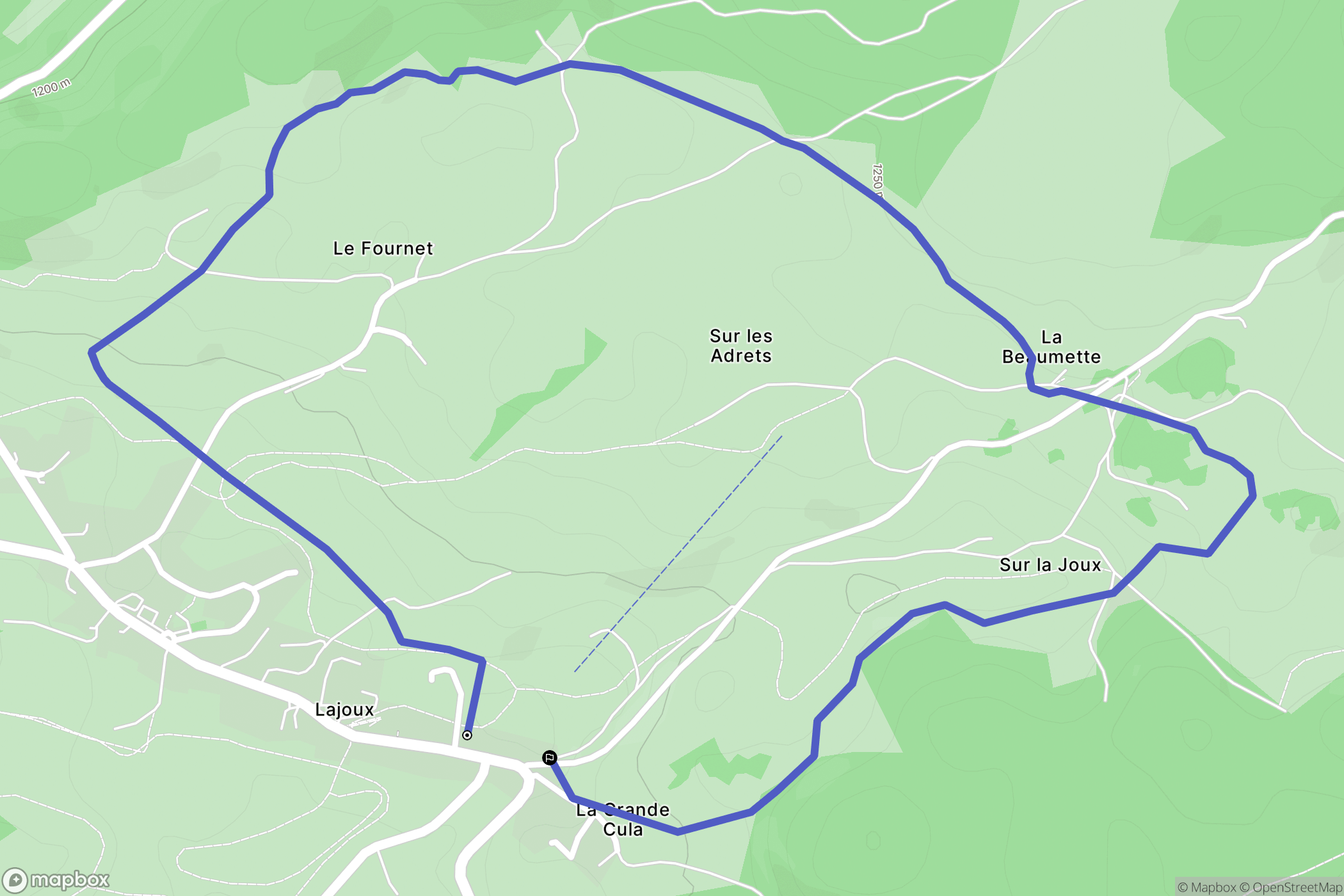 Lajoux : carte du parcours de randonnée - France