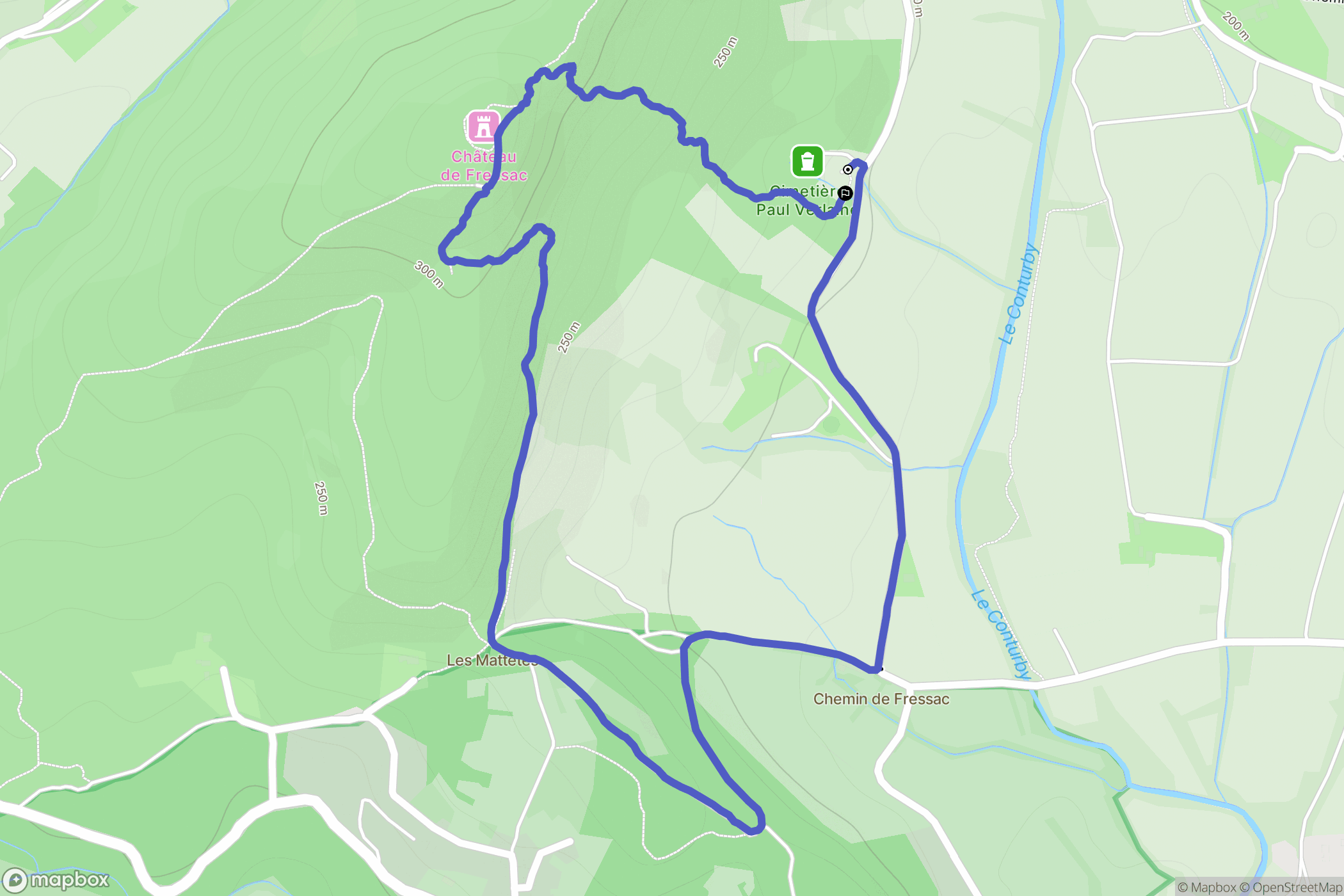 Fressac : carte du parcours de randonnée - France