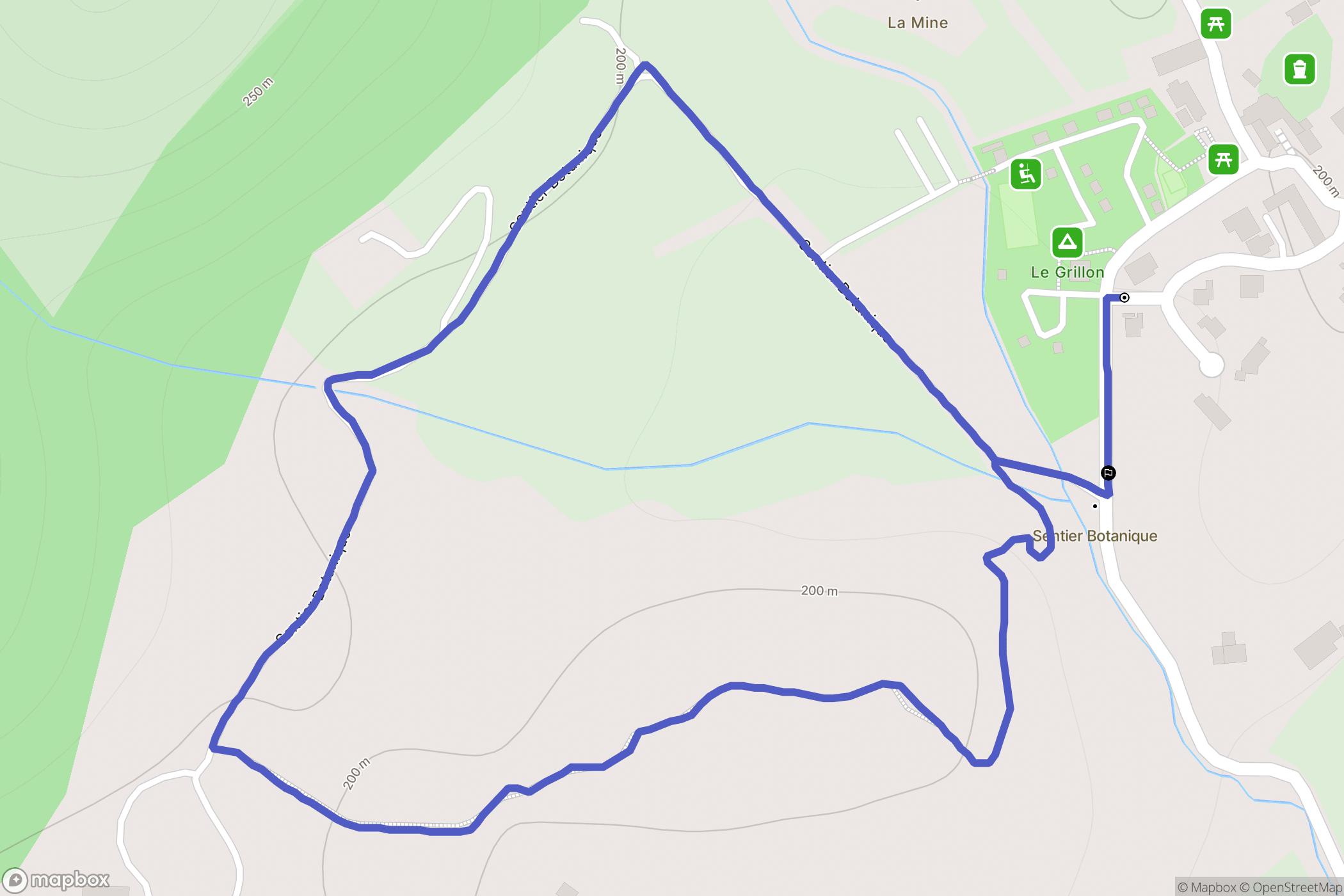 Montoulieu : carte du parcours de randonnée - France