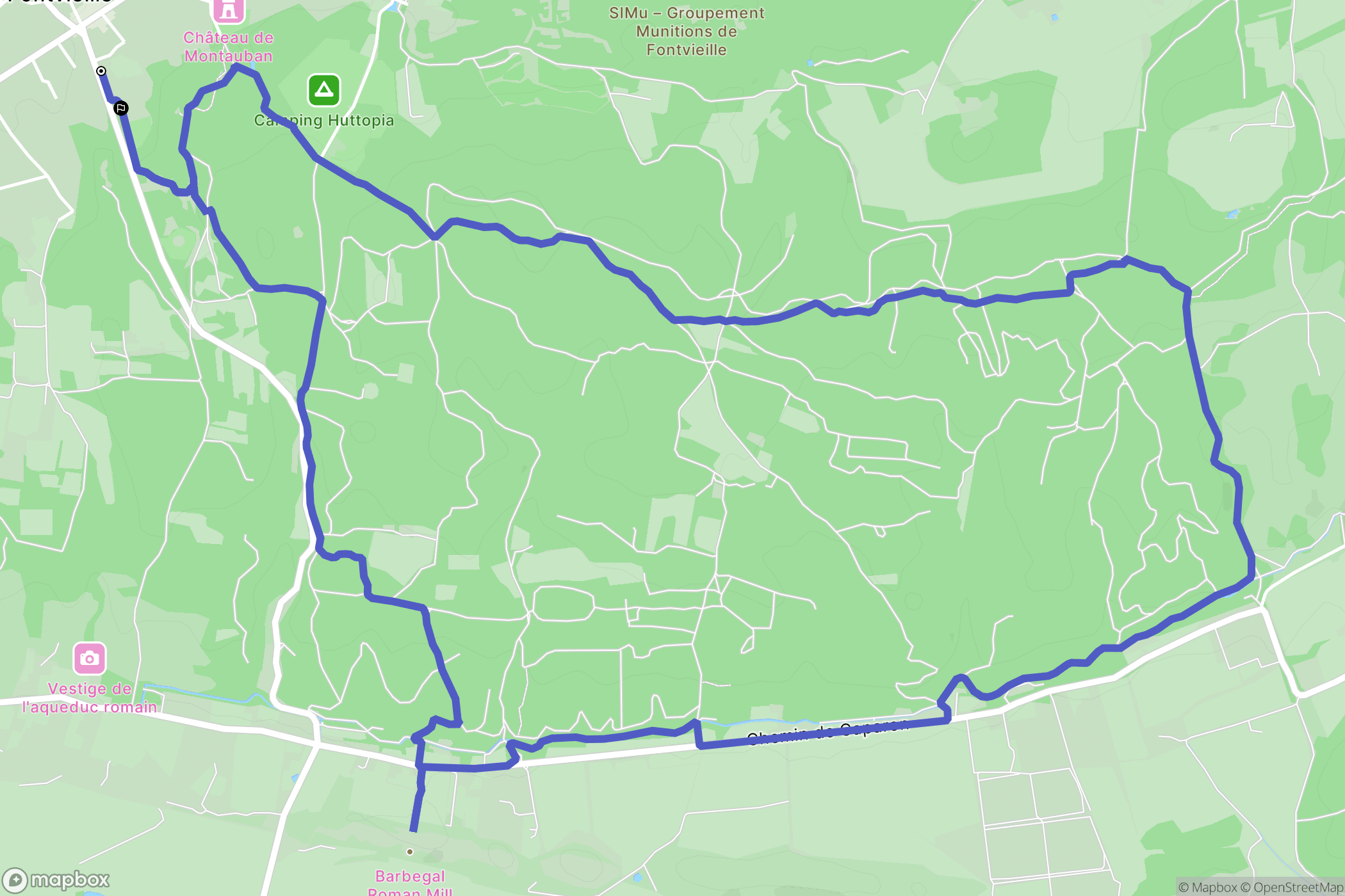Fontvieille : carte du parcours de randonnée - France