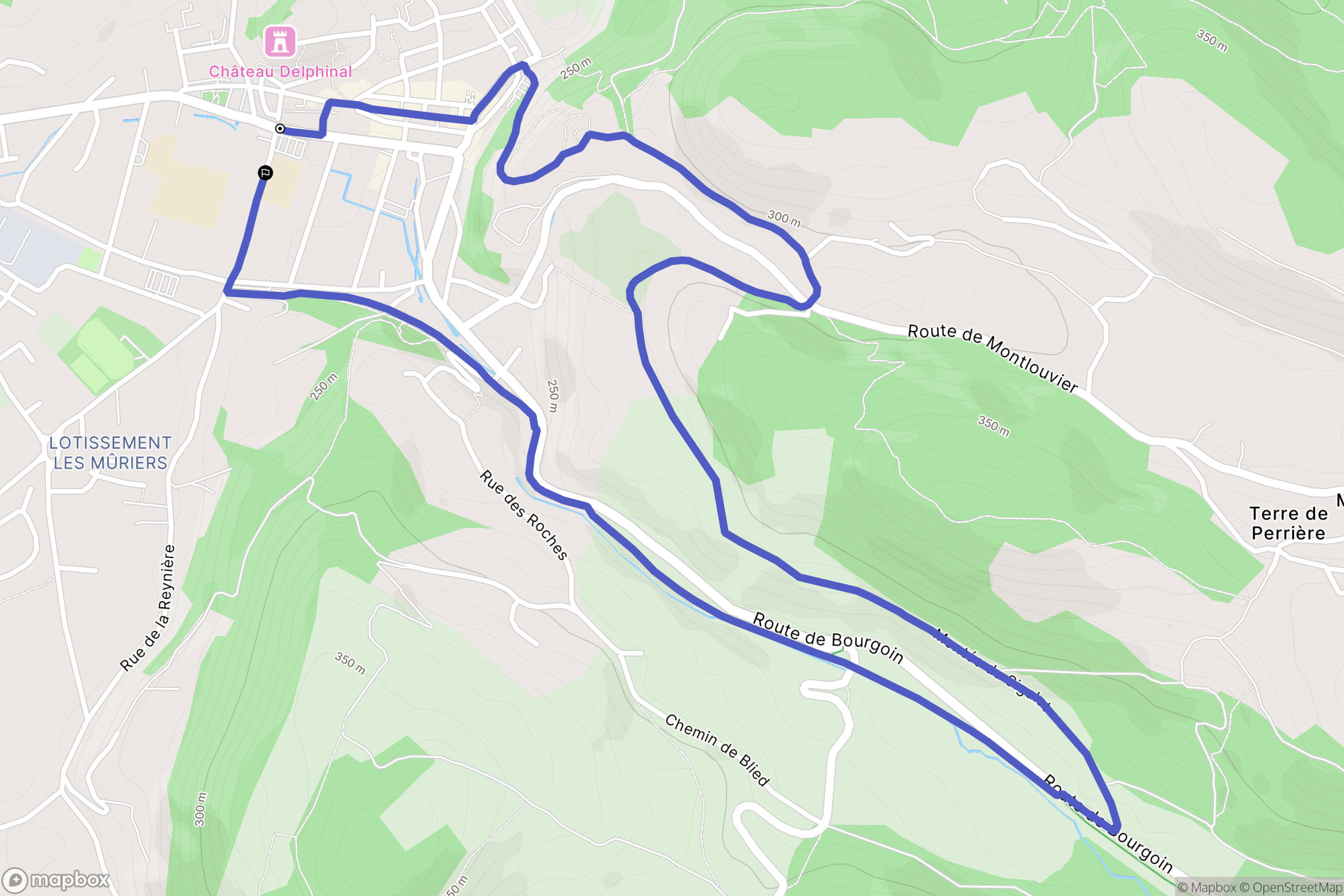 Crémieu : carte du parcours de randonnée - France