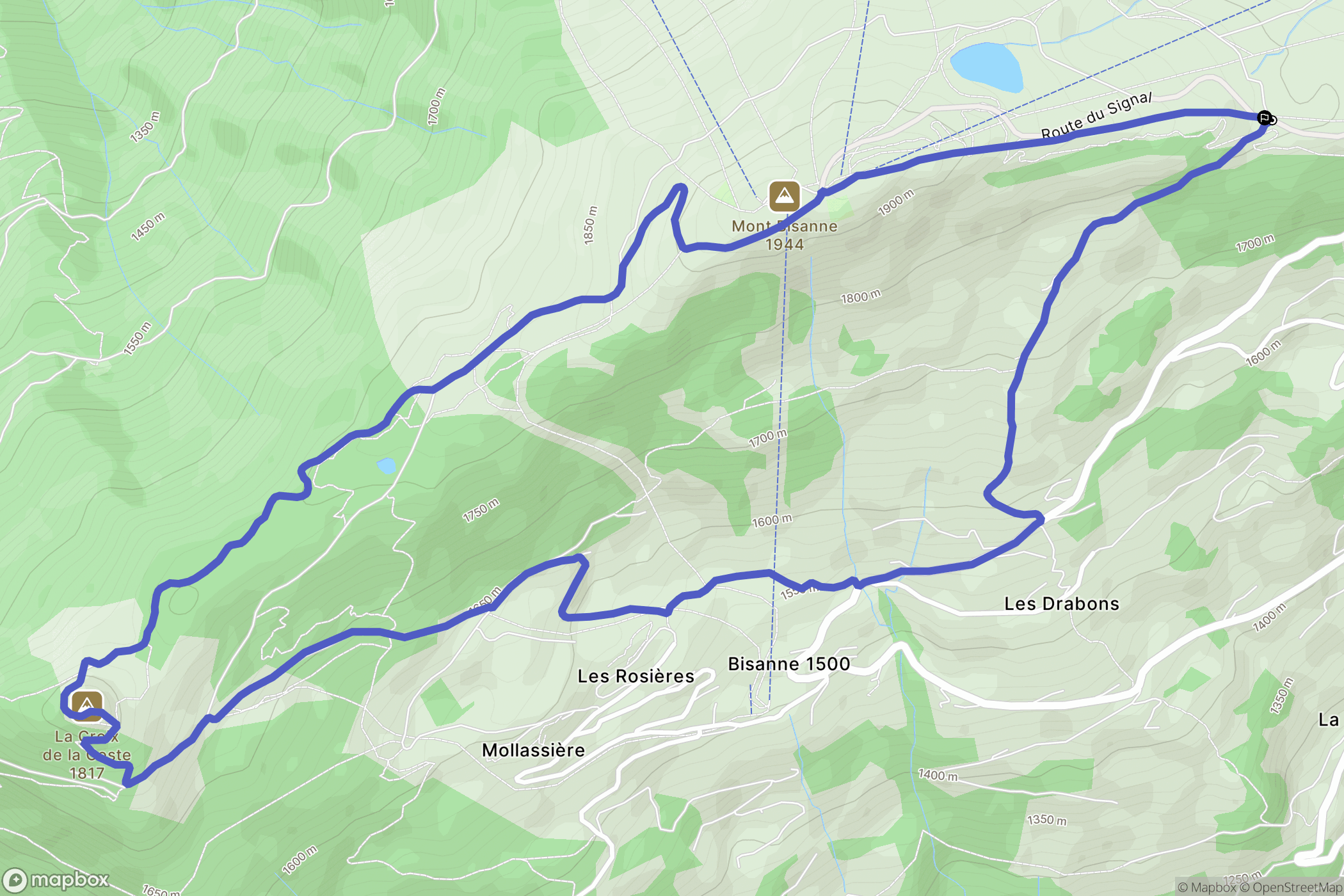 Villard-sur-Doron : carte du parcours de randonnée - France