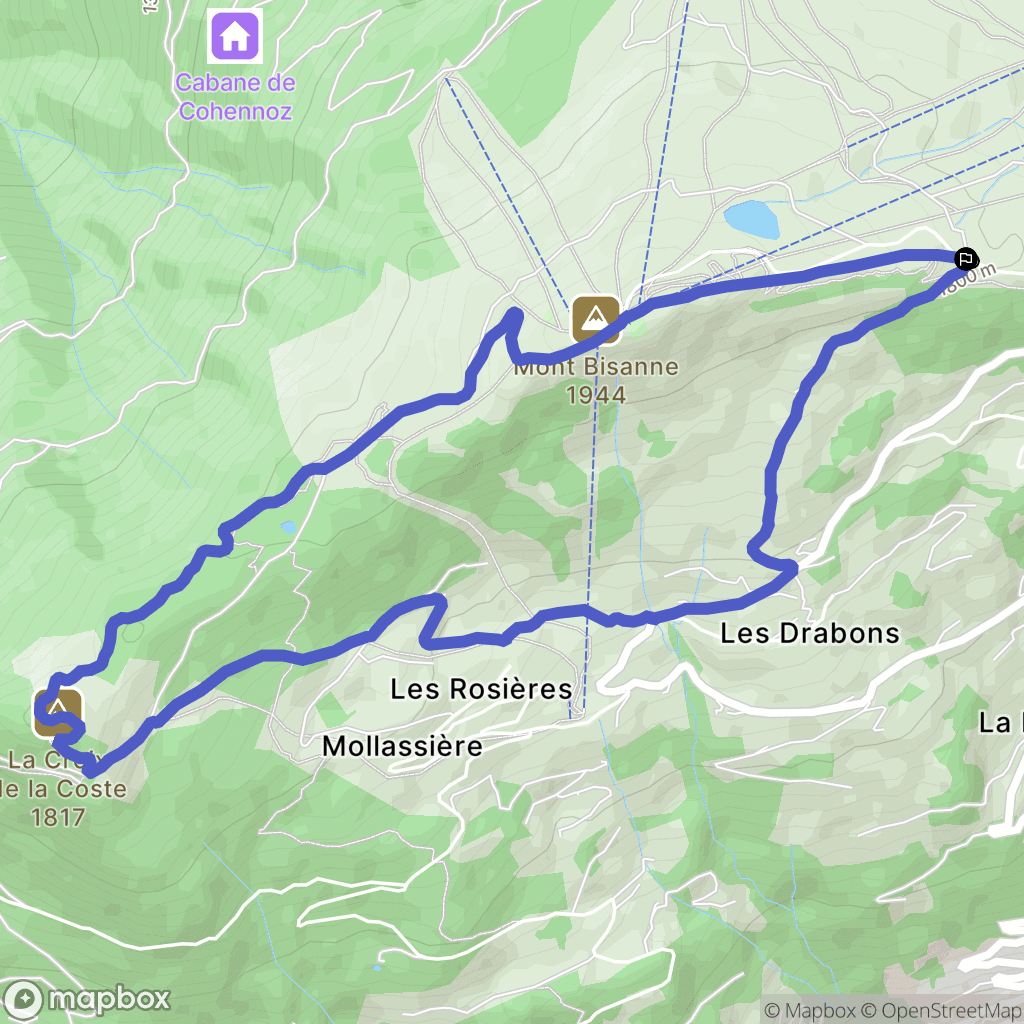 Villard-sur-Doron : carte du parcours de randonnée - France