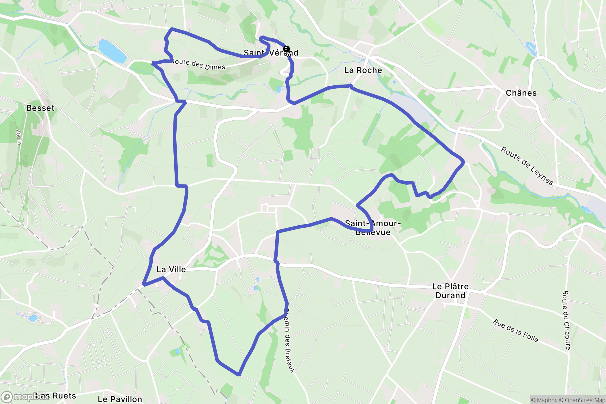 Saint-Vérand : carte du parcours de randonnée - France