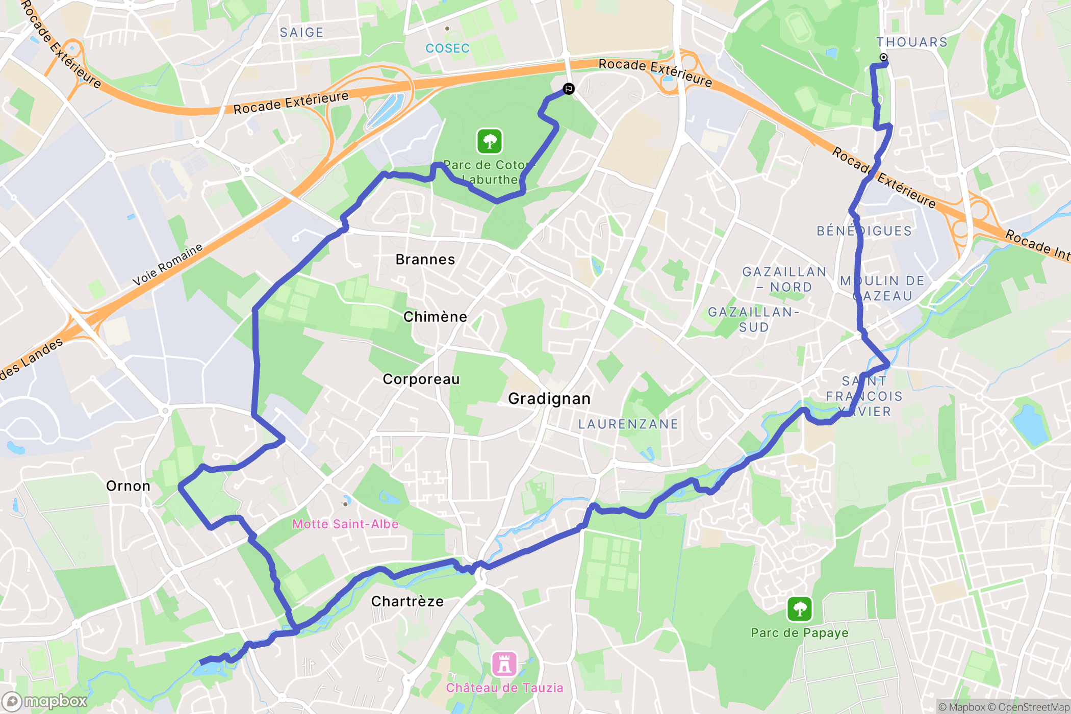 Talence : carte du parcours de randonnée - France