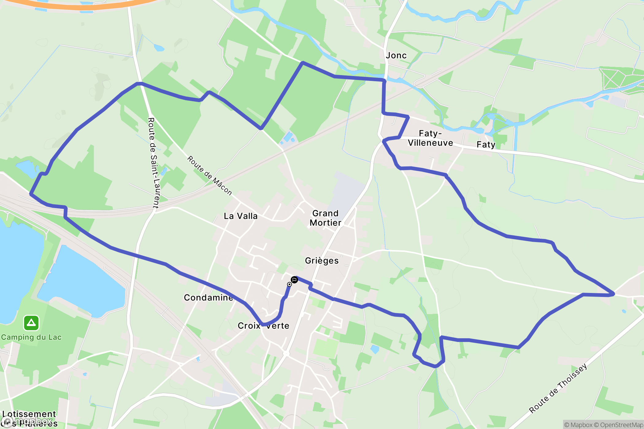 Grièges : carte du parcours de randonnée - France