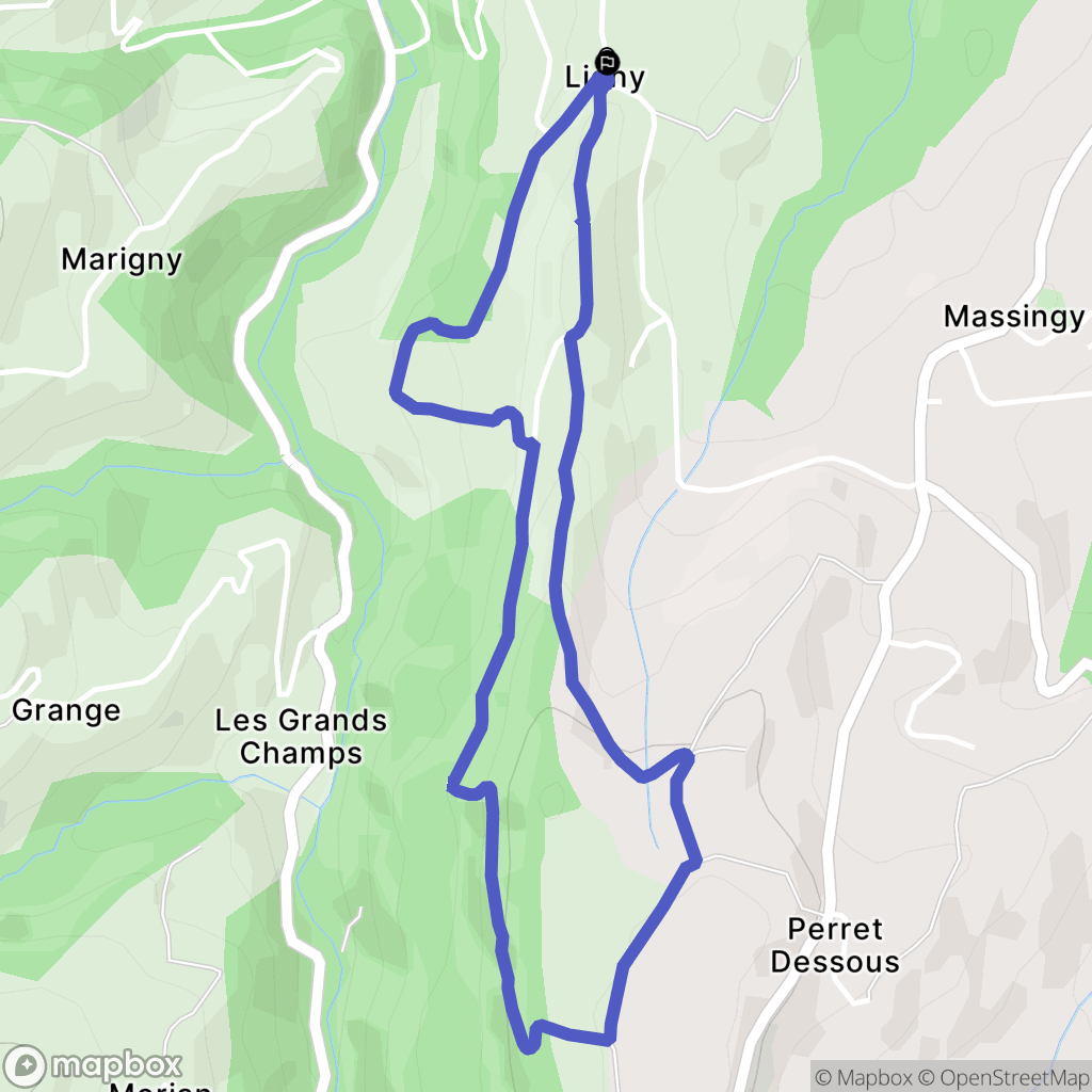 Ligny, Massingy : carte du parcours de randonnée - France