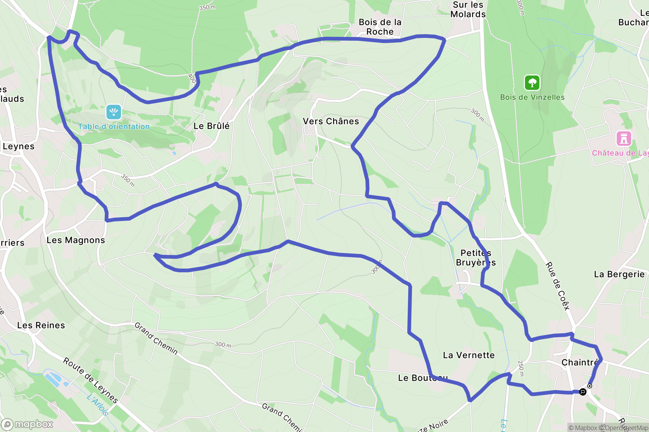 Chaintré : carte du parcours de randonnée - France